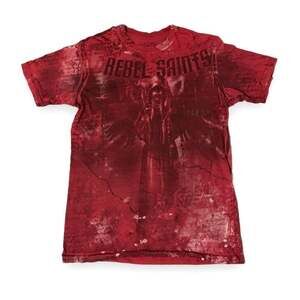 Y2K Rebel Saints by Affliction Dionne Red Grunge Graphic Tee L
